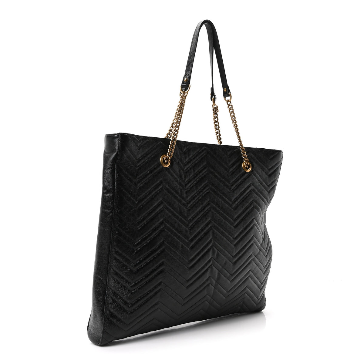 Azalea Calfskin Matelasse Large GG Marmont Slim Tote Black