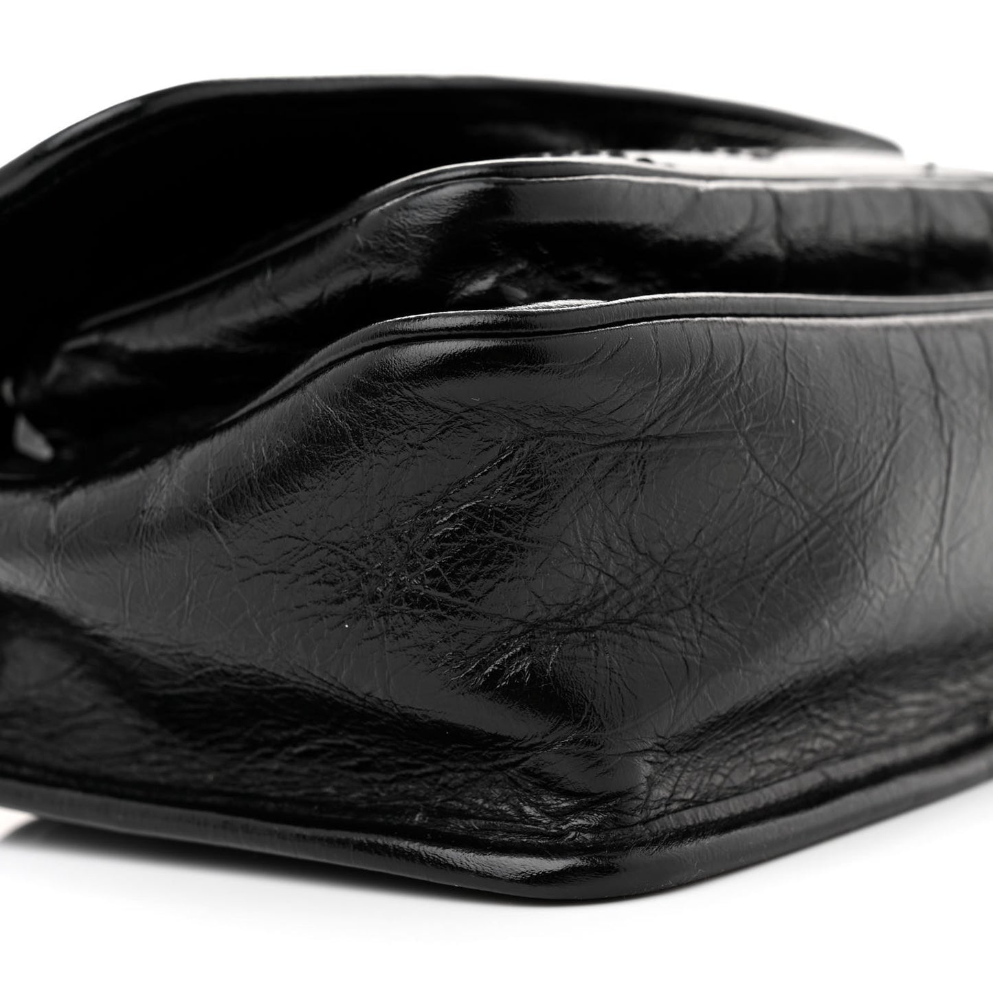 Crinkled Lambskin Matelasse Monogram Baby Niki Chain Satchel Black