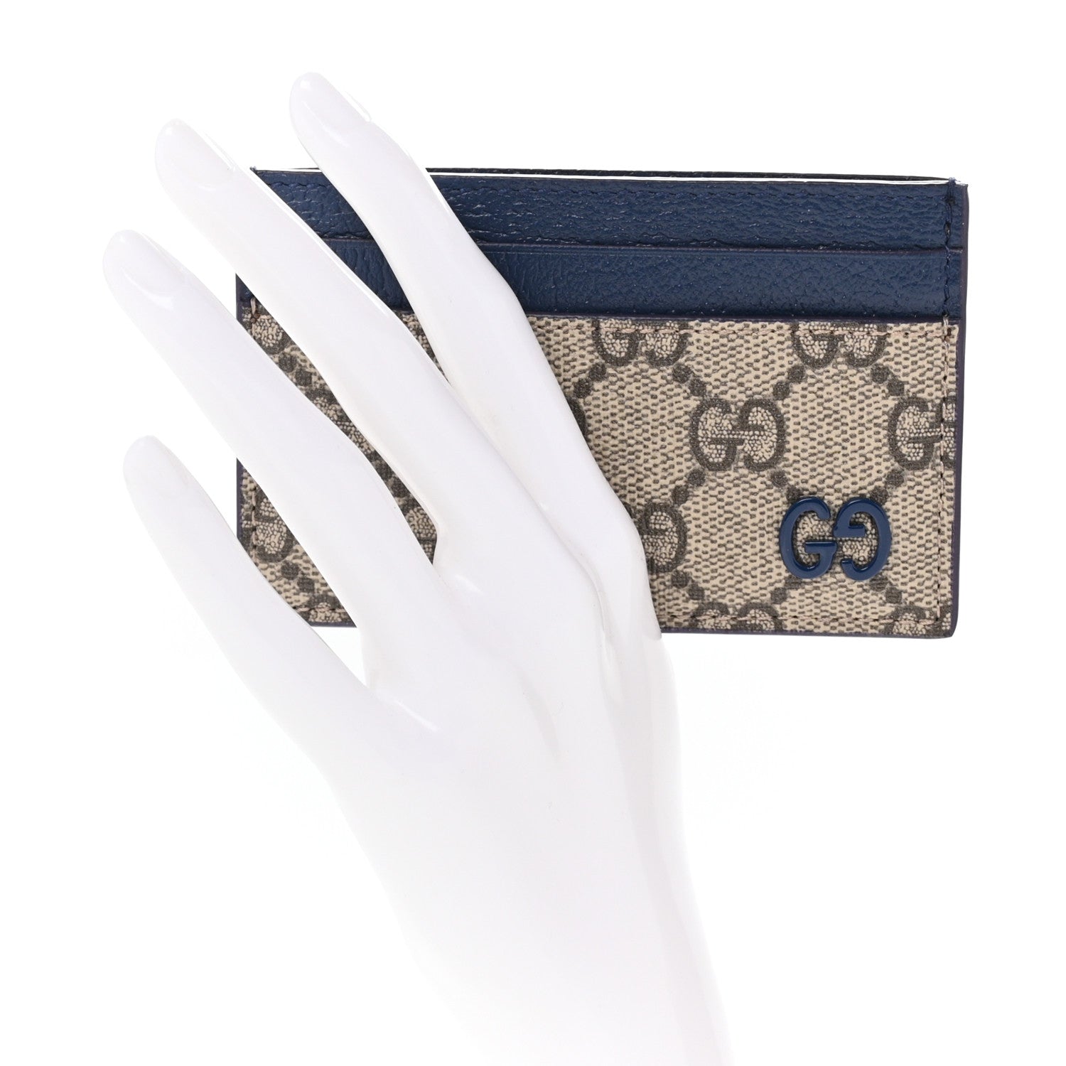 Gucci GG Supreme Monogram Bi-Color Card Holder Beige Ebony Royale 2 of 7
