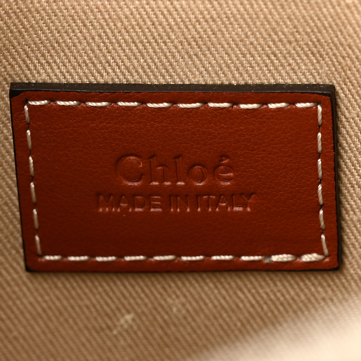 Chloe Cotton Calfskin Small Woody Ribbon Tote  White Brown 6 of 10