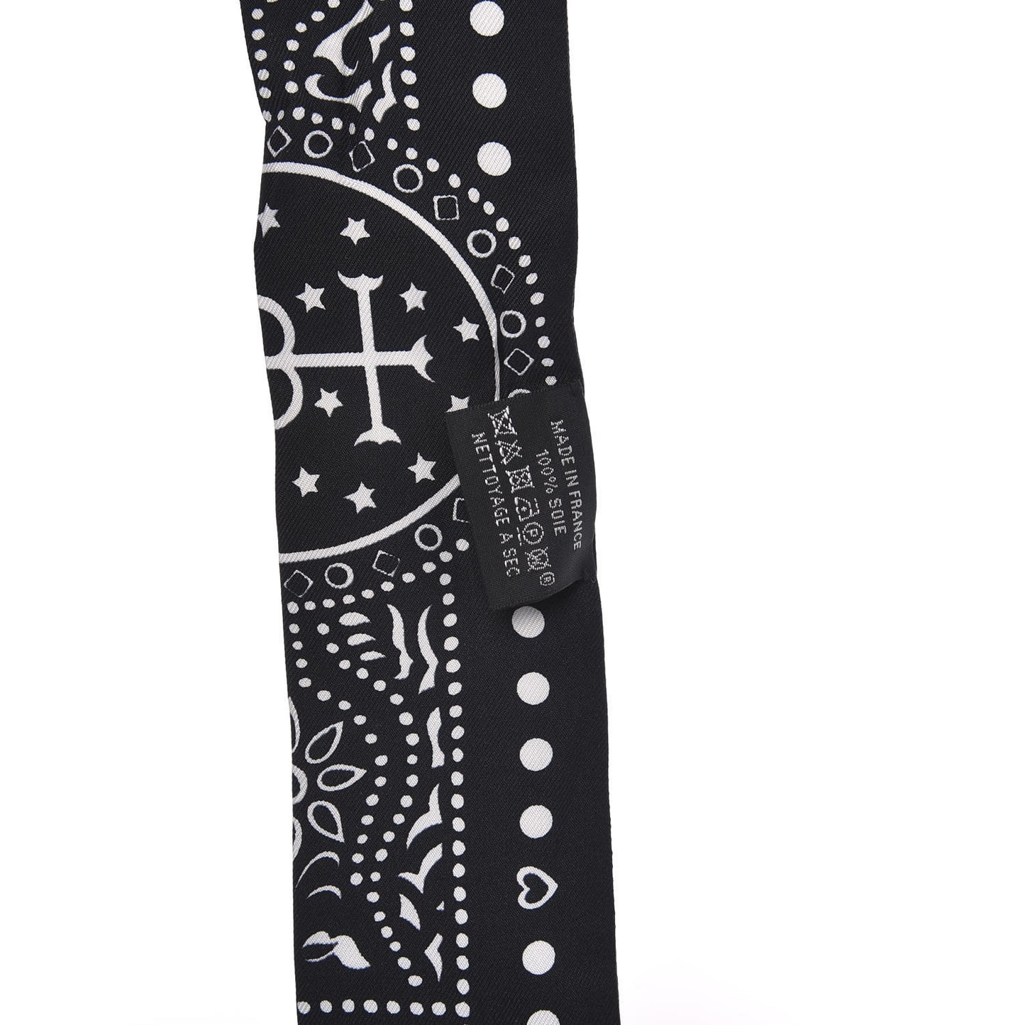 Silk Peuple Du Vent Bandana Twilly Black White