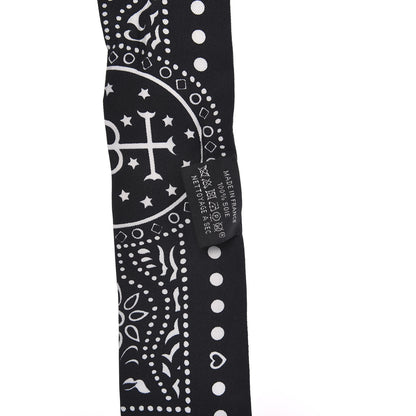 Hermes Silk Peuple Du Vent Bandana Twilly Black White 3 of 4