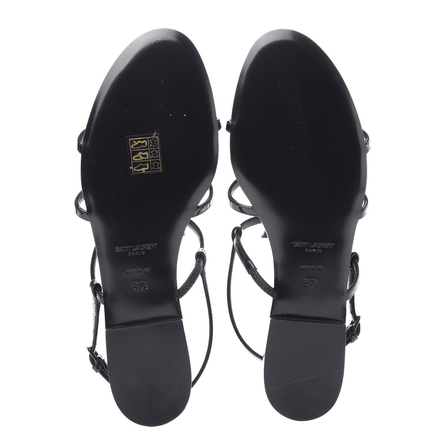 Patent Calfskin Cassandra Monogram Sandals 37.5 Black