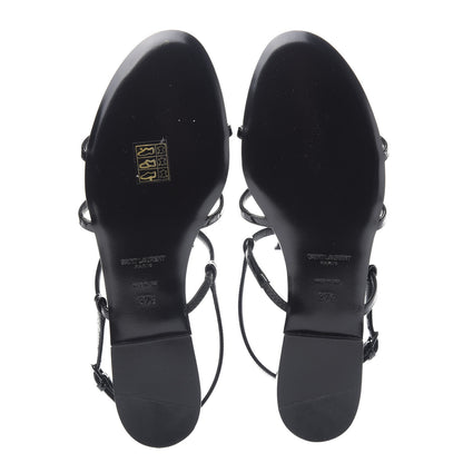 Saint Laurent Patent Calfskin Cassandra Monogram Sandals 37.5 Black 6 of 10