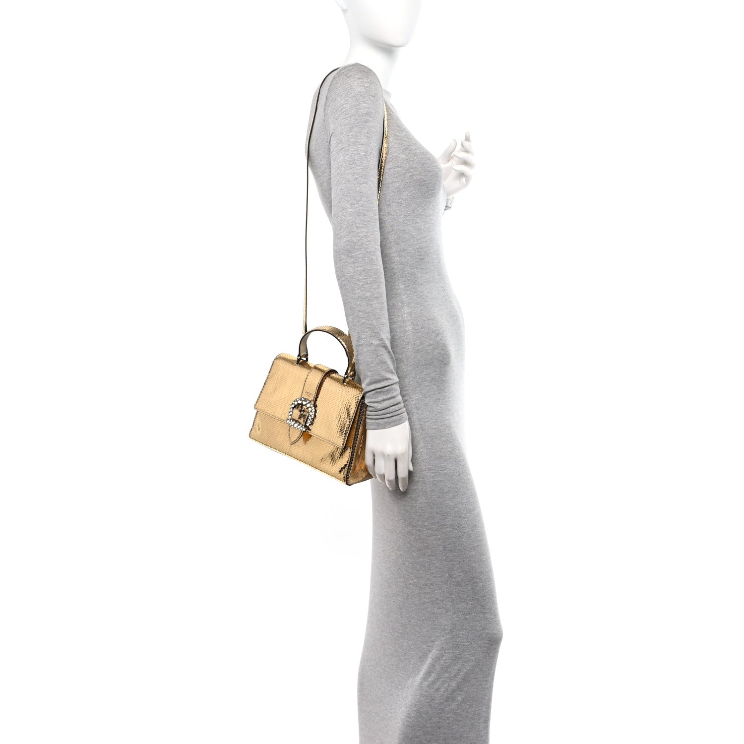 Jimmy Choo Metallic Calfskin Lizard Crystal Embossed Cheri Top
