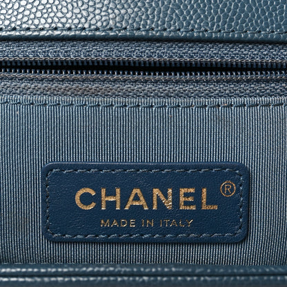 Chanel Caviar Chevron Quilted New Medium Boy Flap Blue 6 of 9
