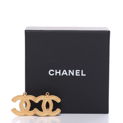 Chanel CC Drop Earrings Matte Gold 5 of 5