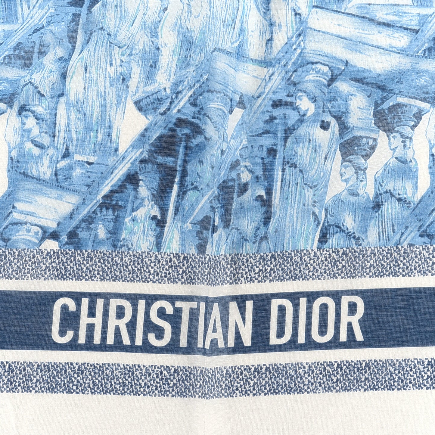 Cotton Athens Print Sarong Blue Ecru