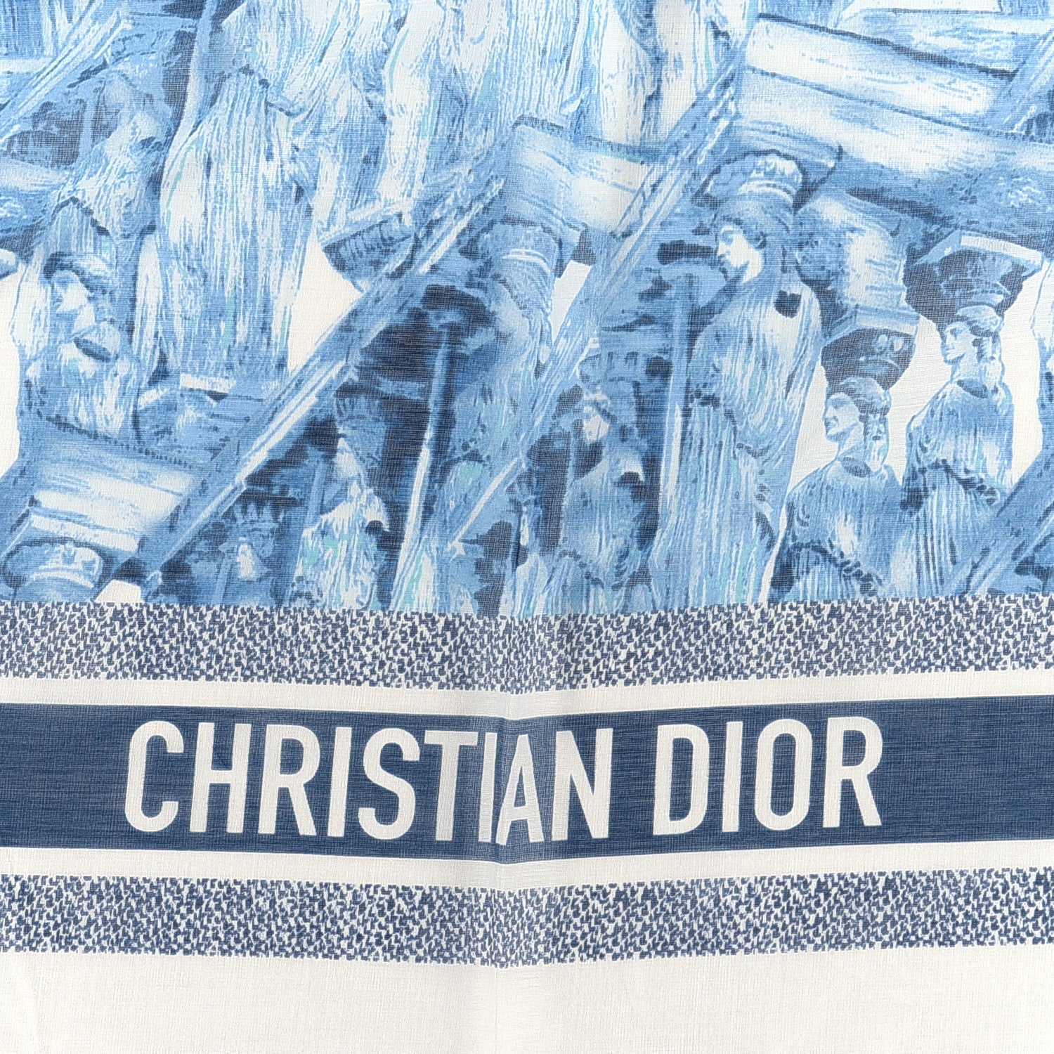 Christian Dior Cotton Athens Print Sarong Blue Ecru 2 of 3