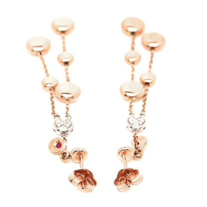 Roberto Coin 18K Rose White Gold Diamond Double Pebble Drop Earrings 3 of 5