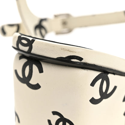 Chanel Printed Lambskin CC Sandals 41 White Black 10 of 12