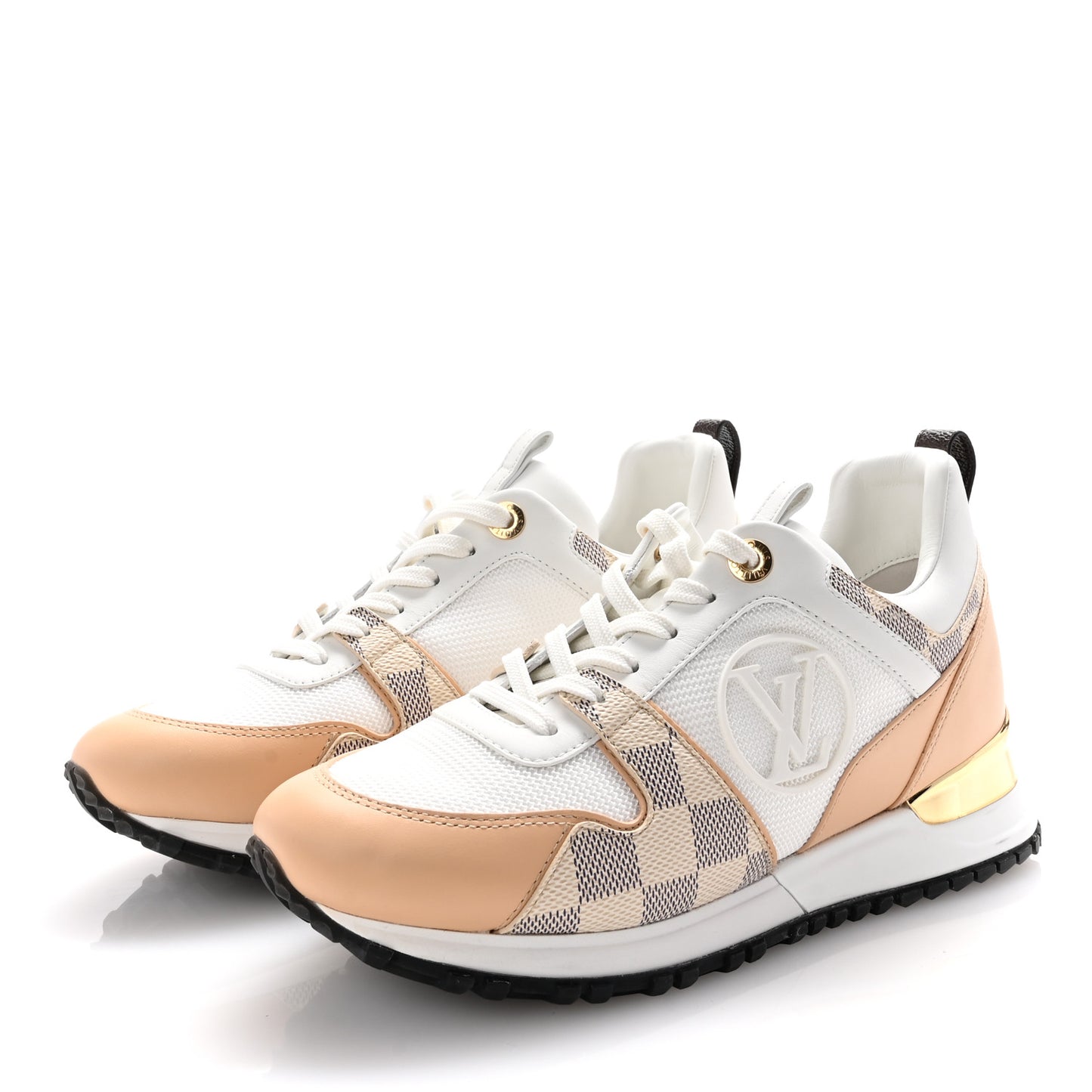 Calfskin Damier Azur Run Away Sneakers 36 White