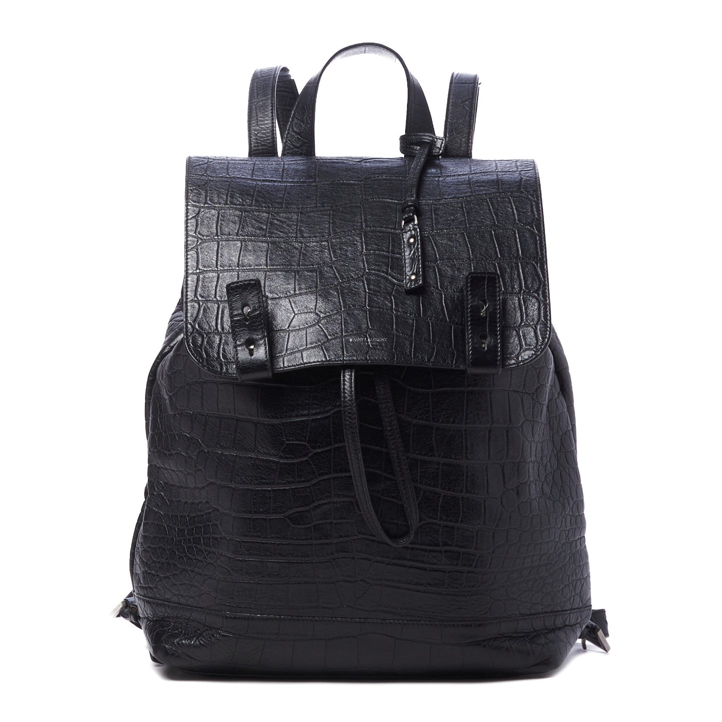 Calfskin Crocodile Embossed Sac De Jour Backpack Black