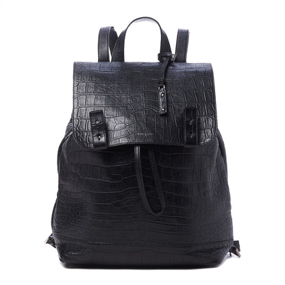 Saint Laurent Calfskin Crocodile Embossed Sac De Jour Backpack Black 1 of 10