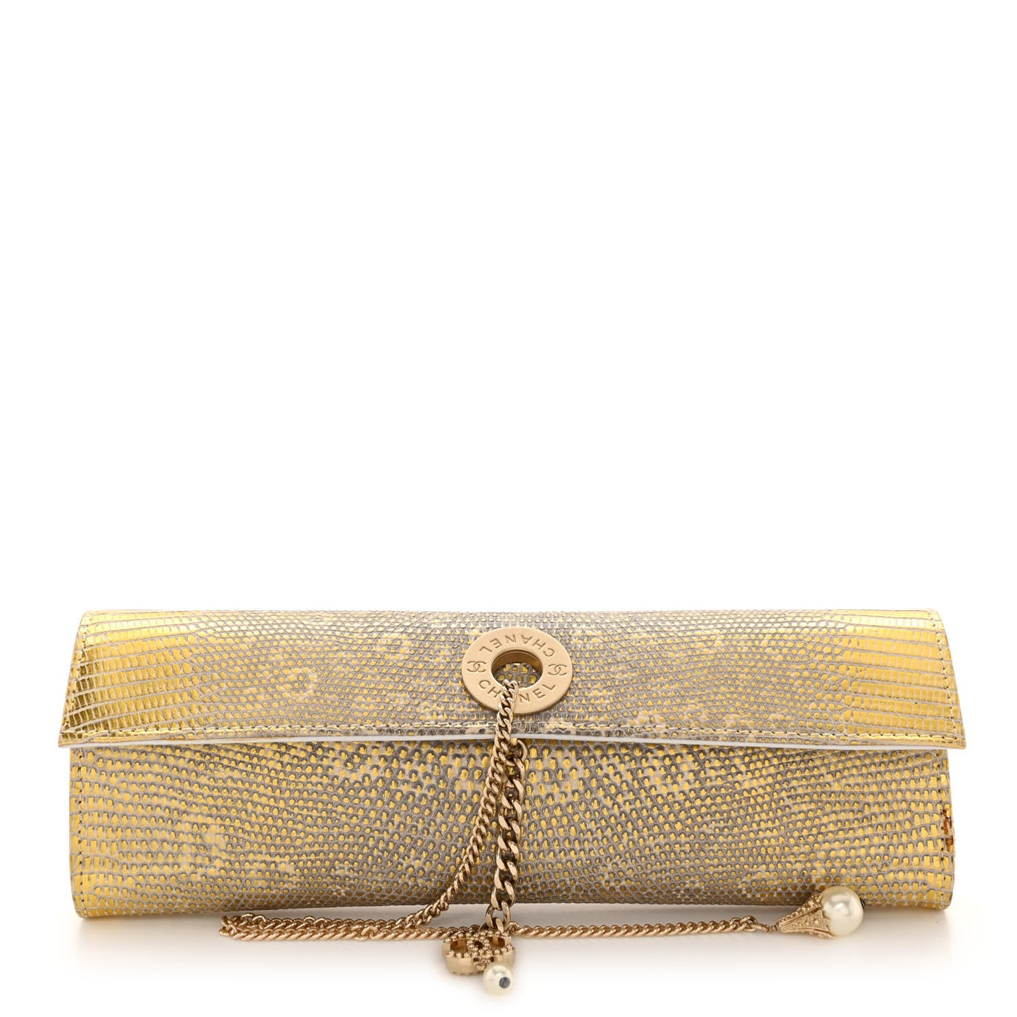 Lizard Pearl Evening Clutch Beige