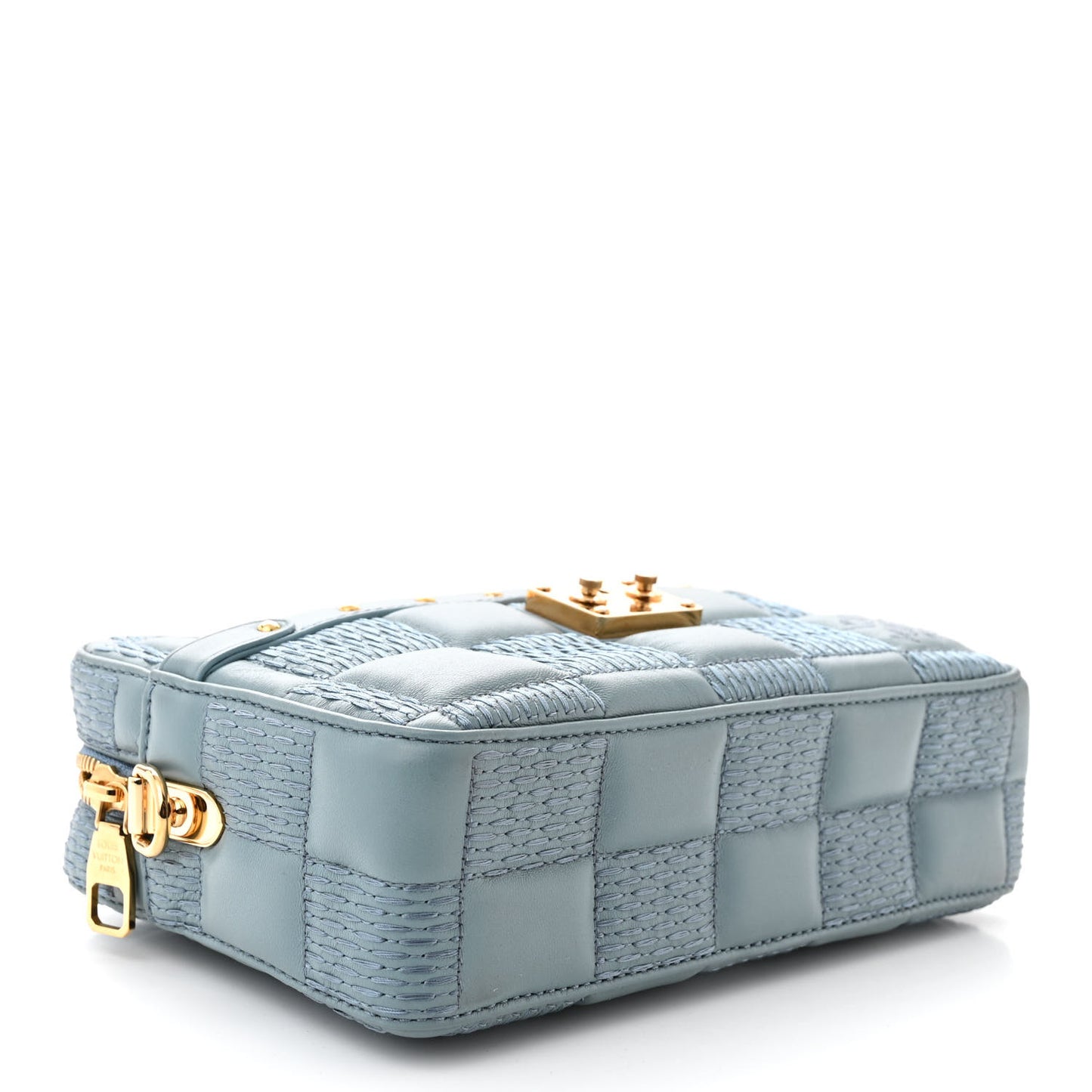 Lambskin Damier Quilt Troca PM Glacier