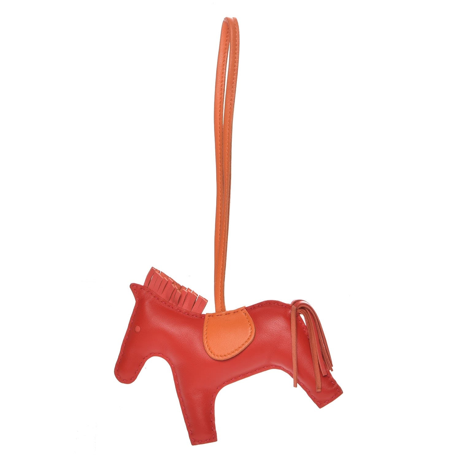 Hermes Milo Lambskin Grigri Rodeo Horse Bag Charm MM Rouge Rose Indien Jaipur Feu 1 of 4