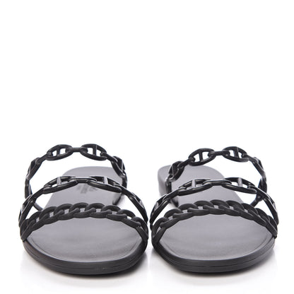 Hermes Rubber Chaine d'Ancre Rivage Sandals 39 Black 2 of 9