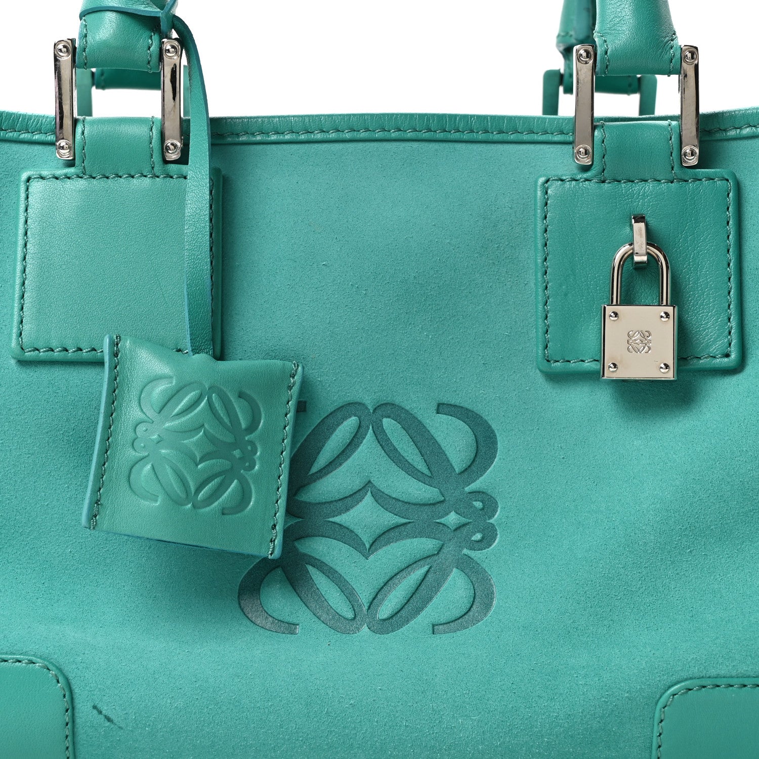 Loewe Suede Calfskin Amazona 28 Turquoise 7 of 9