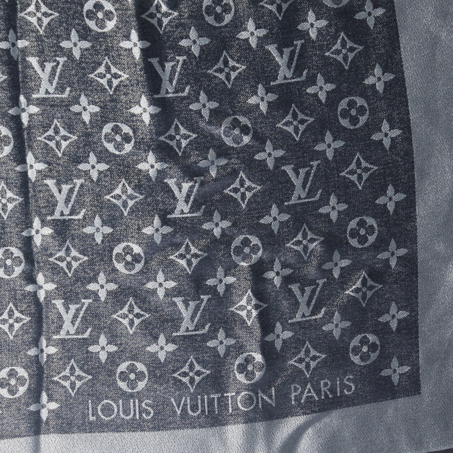Silk Lurex Wool Monogram Shine Shawl Black