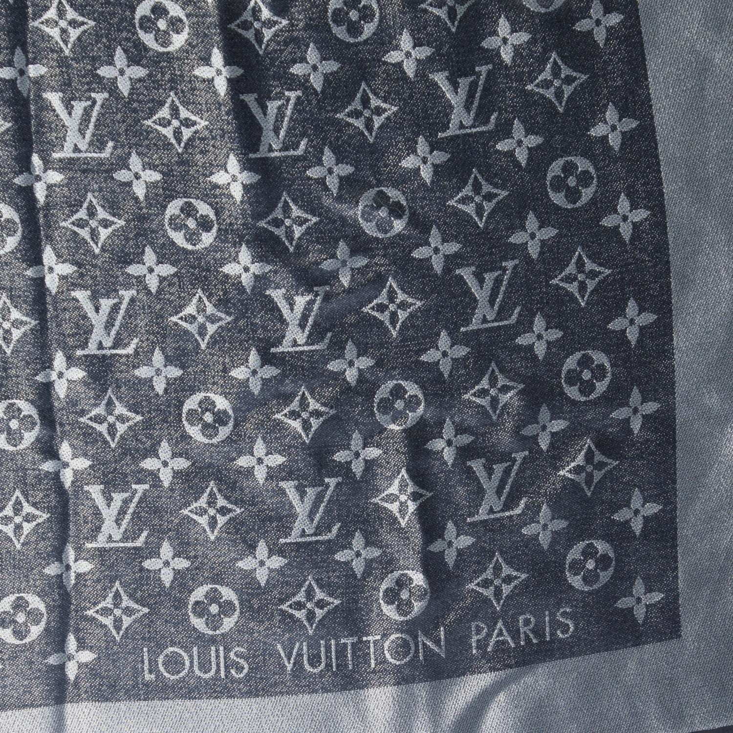Louis Vuitton Silk Lurex Wool Monogram Shine Shawl Black 4 of 5