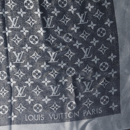 Louis Vuitton Silk Lurex Wool Monogram Shine Shawl Black 4 of 5