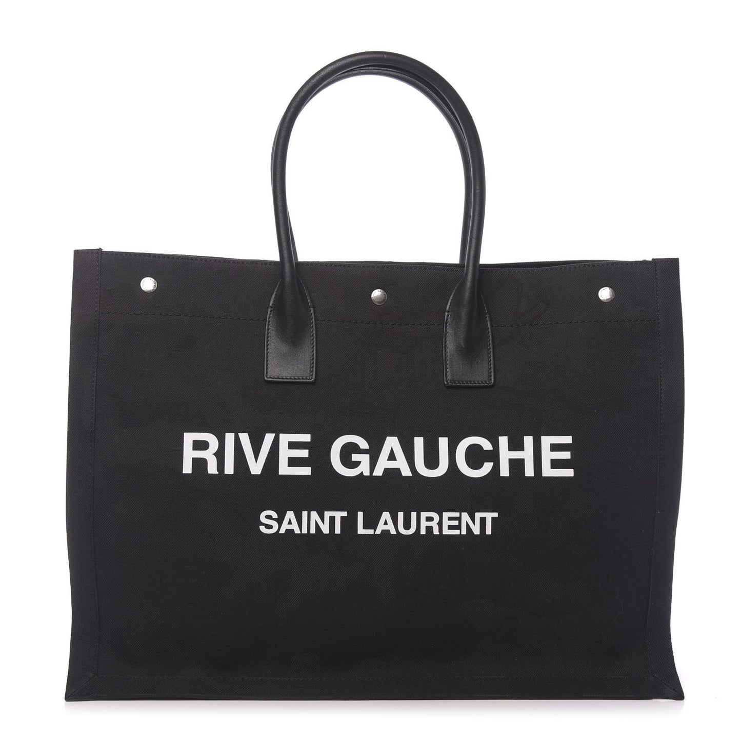 Linen Calfskin Rive Gauche Tote Black