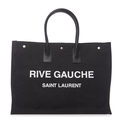 Saint Laurent Linen Calfskin Rive Gauche Tote Black 1 of 9