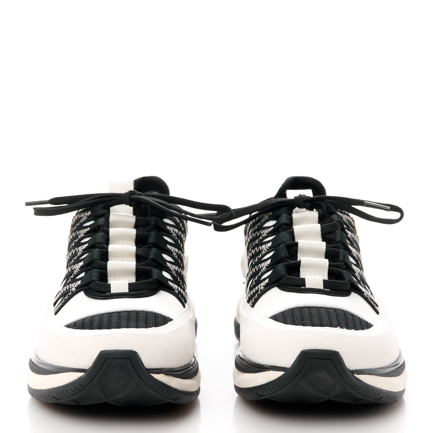 Chanel Fabric Suede Calfskin Sneakers 37 White Black 2 of 9