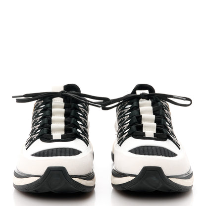 Chanel Fabric Suede Calfskin Sneakers 37 White Black 2 of 9