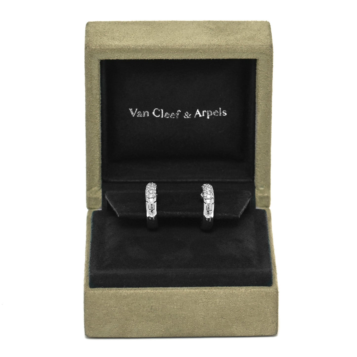 18K White Gold Diamond Huggie Hoop Earrings