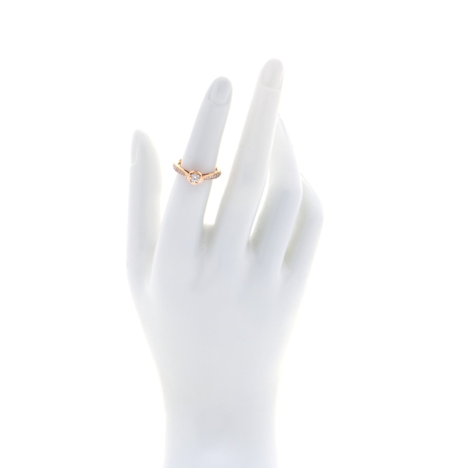 Chanel 18K Beige Gold Diamond .23ct Camelia Solitaire Ring 50 5.25 2 of 6