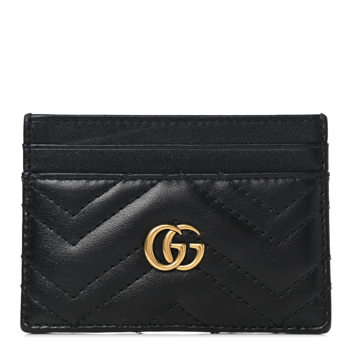 Calfskin Matelasse GG Marmont Card Holder Black