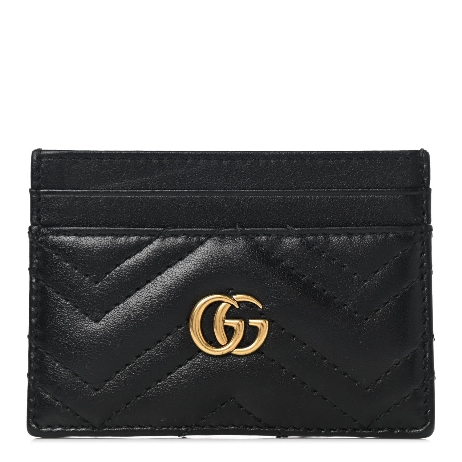 Gucci Calfskin Matelasse GG Marmont Card Holder Black 1 of 6