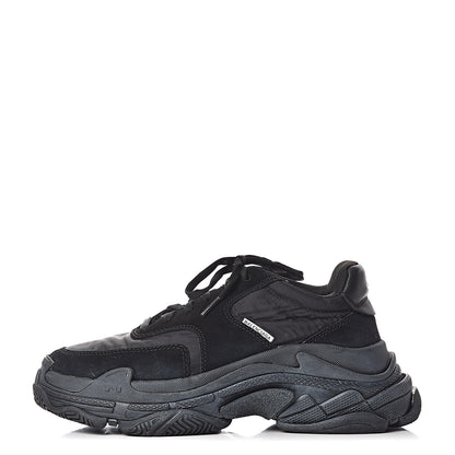 Balenciaga Nylon Suede Womens Triple S 2.0 Sneakers 40 Black 1 of 9