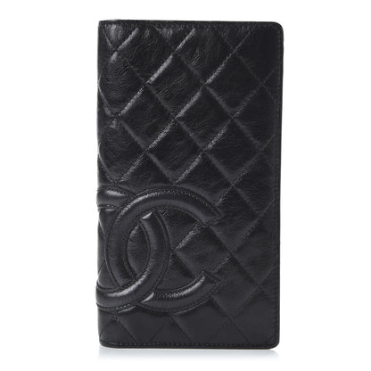 Chanel Aged Calfskin Quilted Cambon Yen Wallet Black 1 of 10