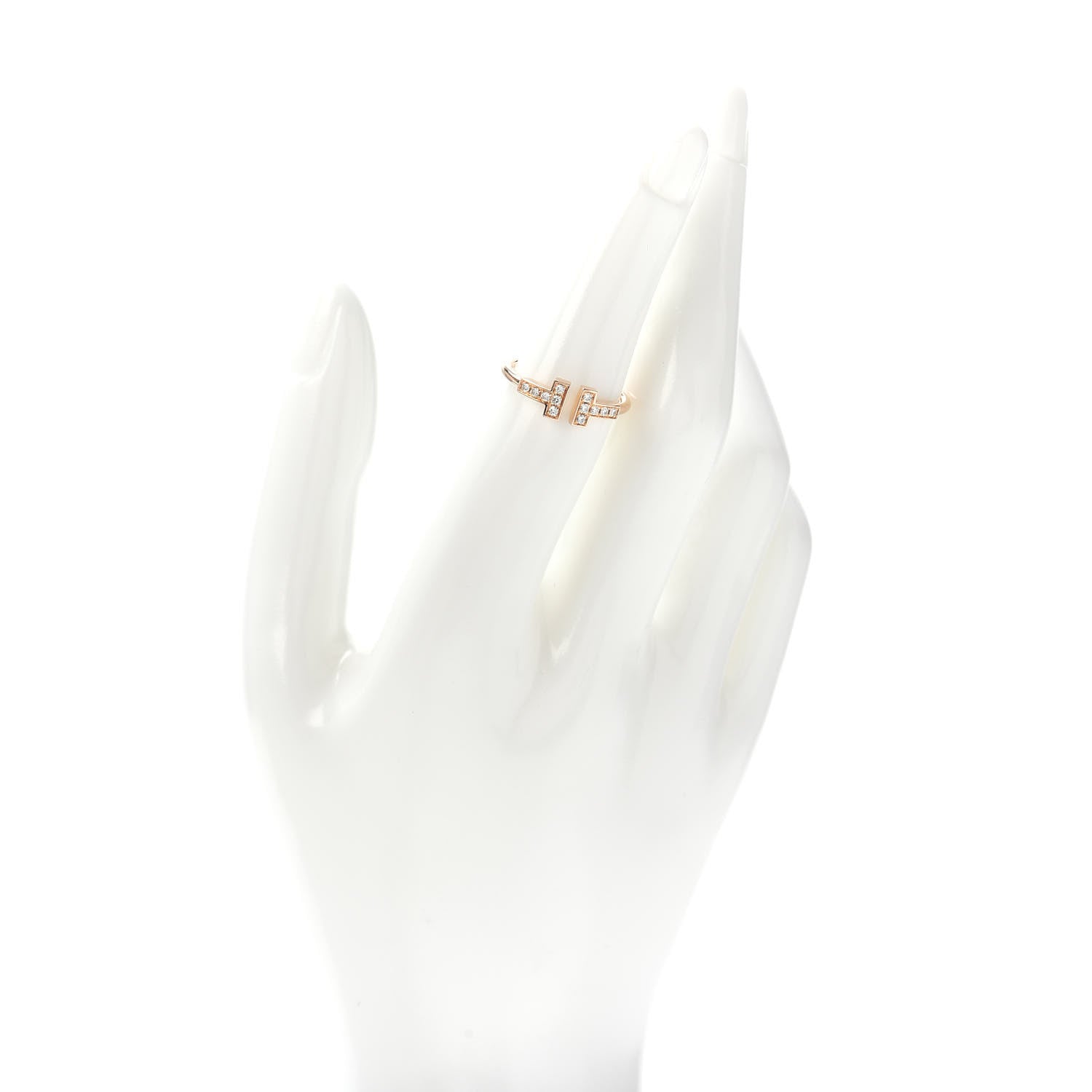 Tiffany 18K Rose Gold Diamond T Wire Ring 52 6 2 of 5
