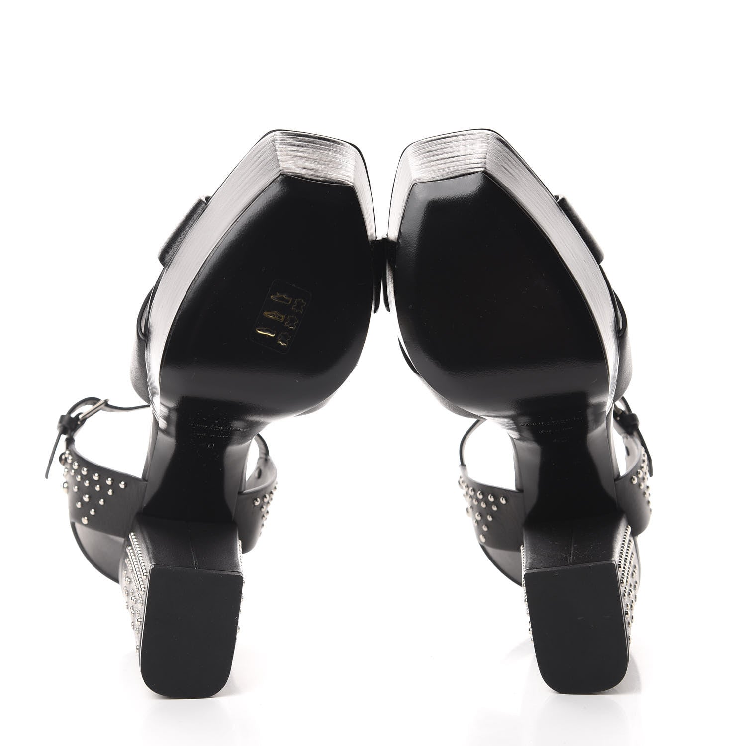 Saint Laurent Calfskin Studded Farrah 80 Platform Sandals 40 Black 6 of 9