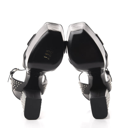 Saint Laurent Calfskin Studded Farrah 80 Platform Sandals 40 Black 6 of 9