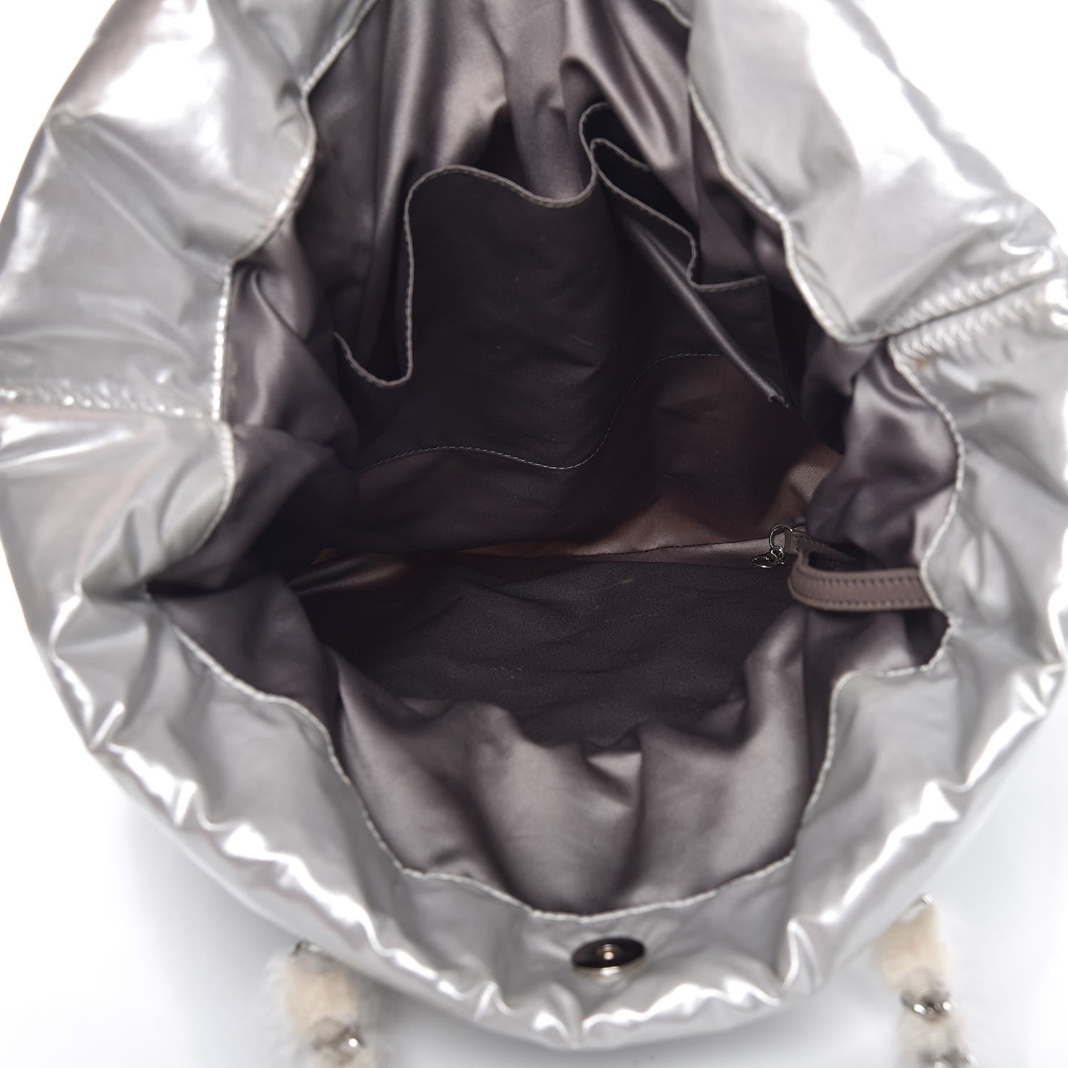 Chanel Vinyl Mohair Trimmed CC Bonbons Tote Silver 5 of 8