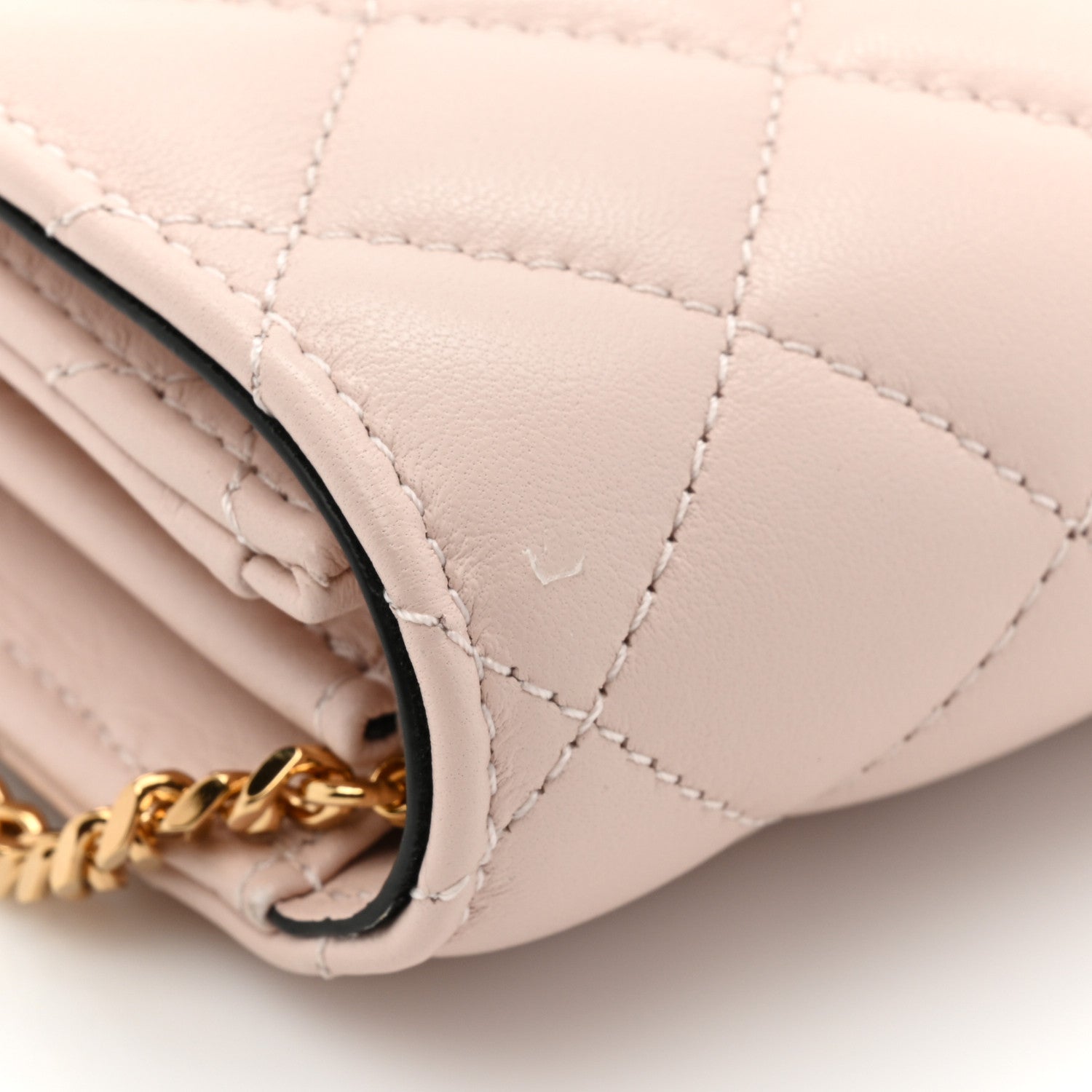 Versace Lambskin Quilted Medusa Wallet on Chain Crossbody Light Pink 11 of 12