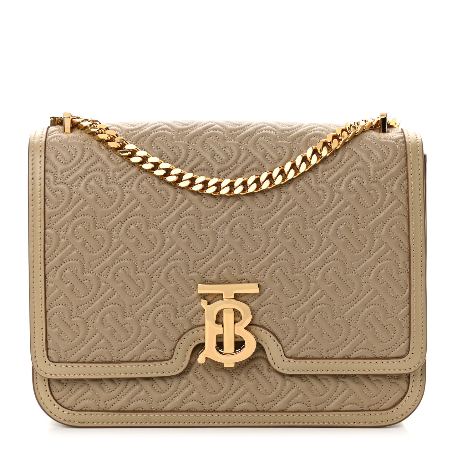 Calfskin Monogram Embossed Medium TB Chain Bag Honey