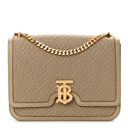 Burberry Calfskin Monogram Embossed Medium TB Chain Bag Honey 1 of 9
