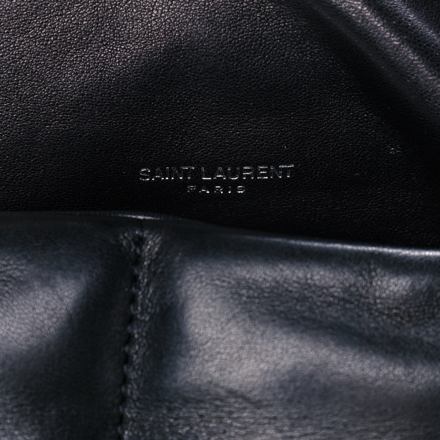 Lambskin Quilted Medium Loulou Puffer Monogram Chain Satchel Black