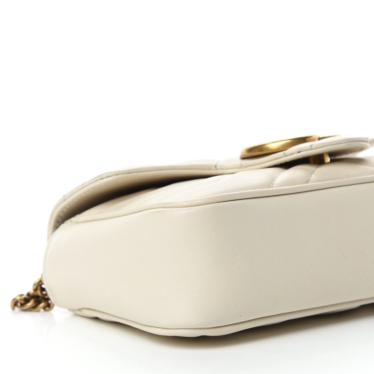 Calfskin Matelasse Super Mini GG Marmont Shoulder Bag White