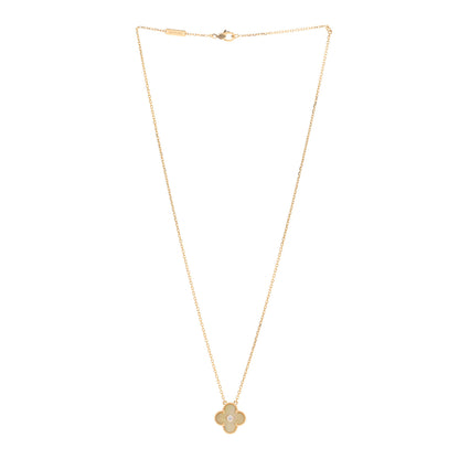 Van Cleef & Arpels 18K Yellow Gold Diamond Yellow Mother of Pearl Vintage Alhambra Pendant Necklace 3 of 5