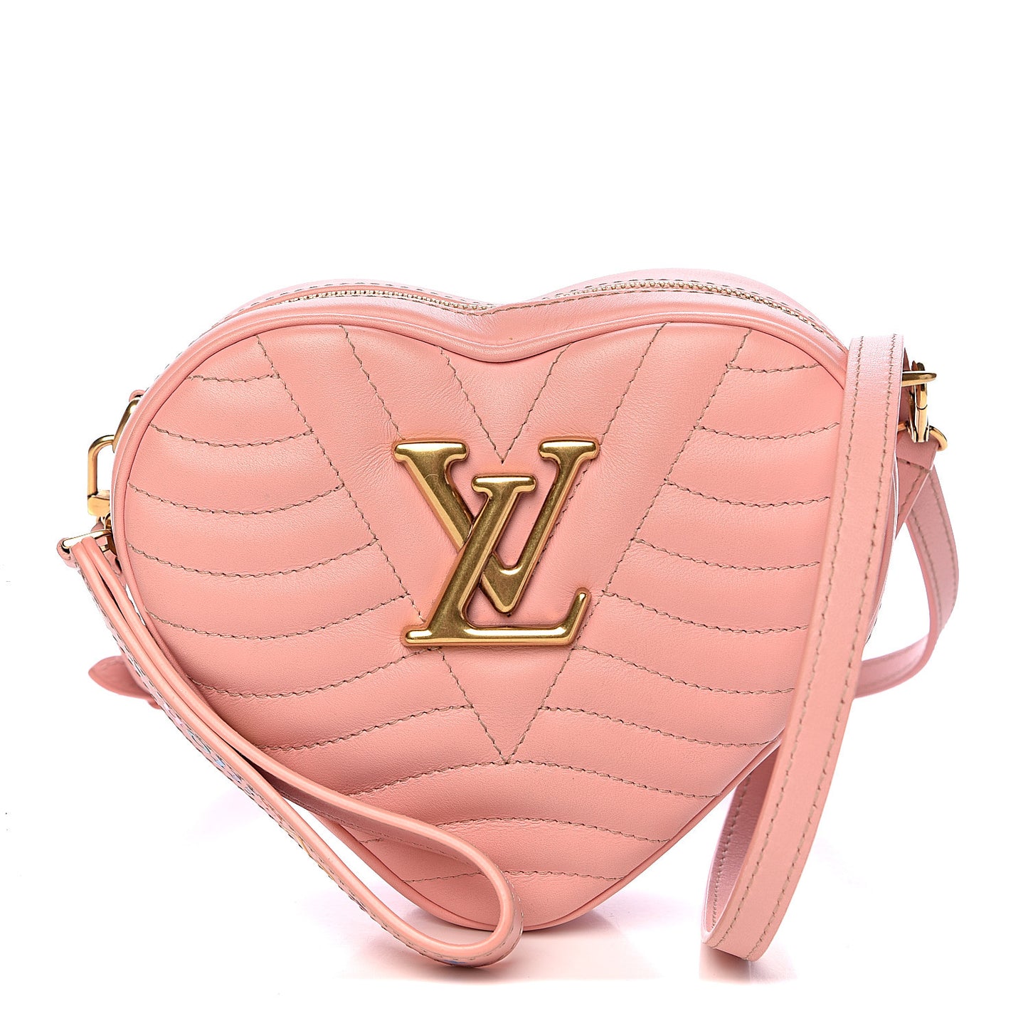 Calfskin New Wave Heart Bag Rose Pomettes
