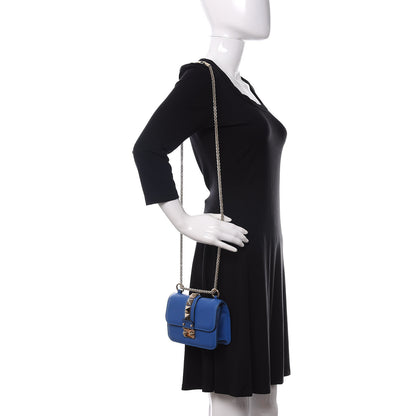 Valentino Garavani Vitello Mini Glam Lock Rockstud Flap Blue 2 of 9