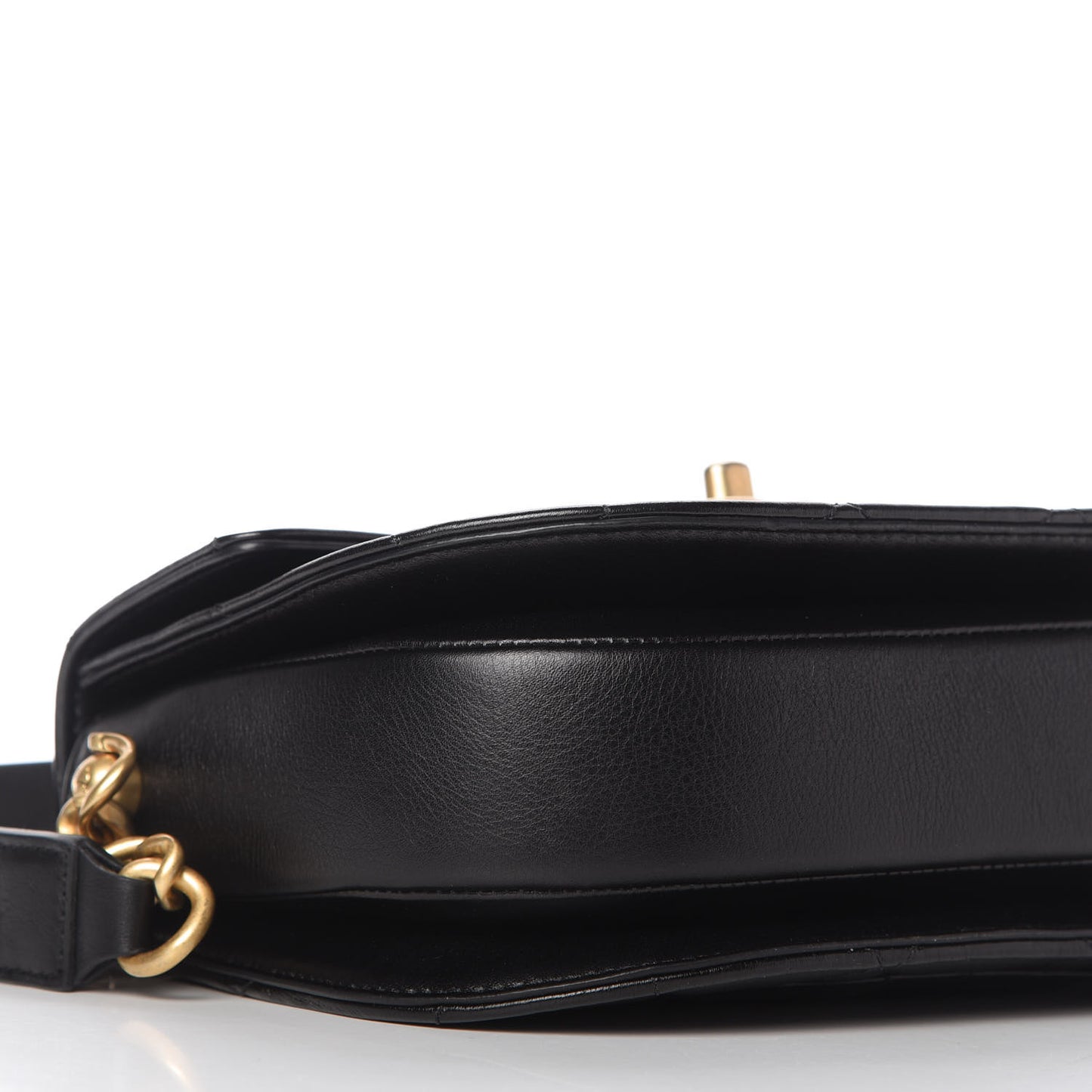 Calfskin Quilted Moon Messenger Black