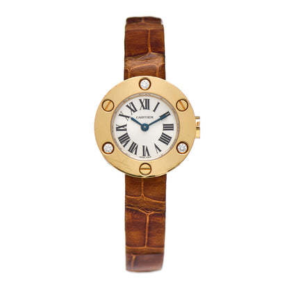 Cartier 18K Yellow Gold Alligator Diamond 23mm Love Quartz Watch Brown 1 of 4